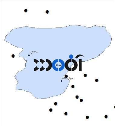 شیپ فایل شهرهای شهرستان ساوجبلاغ به صورت نقطه ای