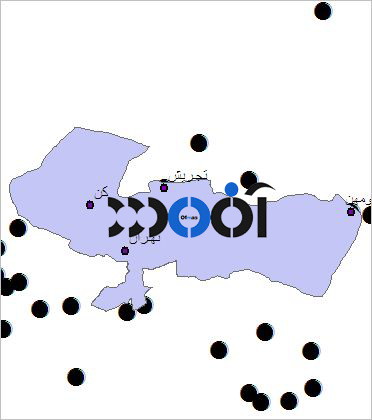 شیپ فایل شهرهای شهرستان تهران به صورت نقطه ای